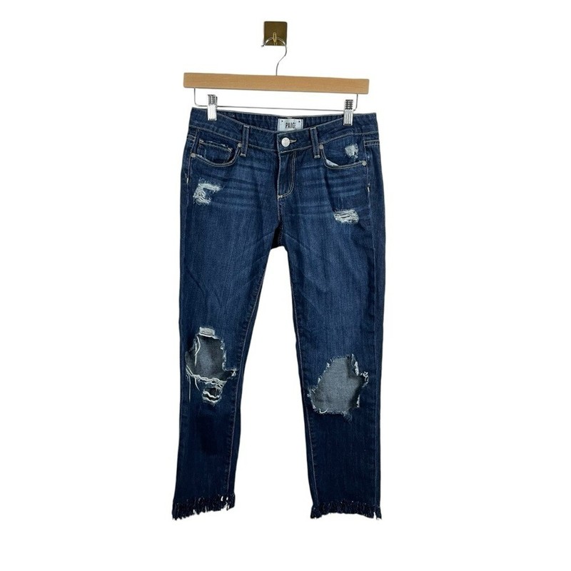 Paige Denim Jimmy Jimmy Frayed Hem Distressed Jeans in Blue Size 25 gallery