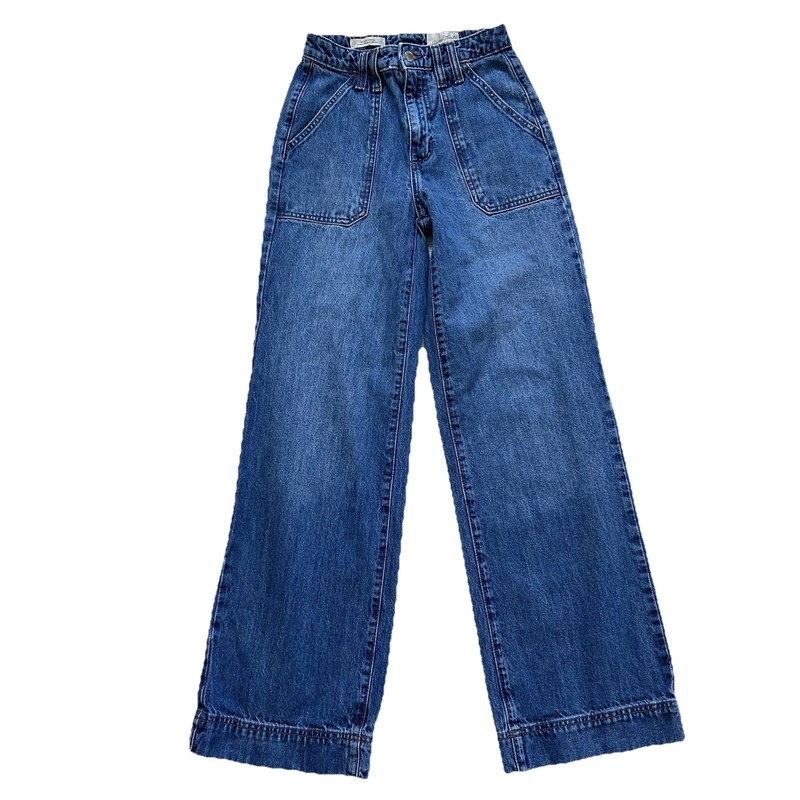 Universal Thread Wide Leg High Rise Jeans Sz 0 Medium Wash 24″ x 30″ Blue Denim