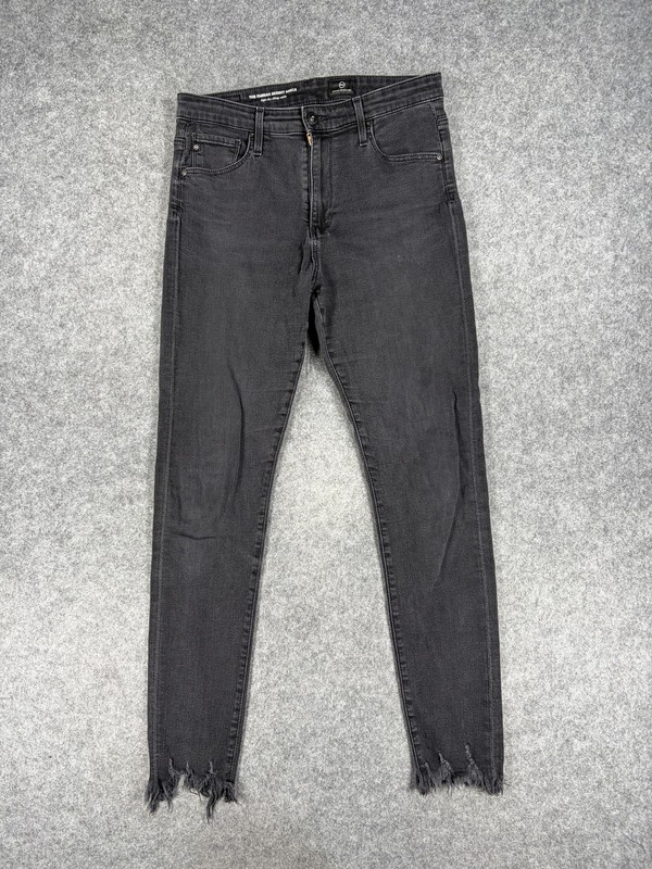 AG Adriano Goldschmied Jeans Womens 28 Black Farrah Skinny Ankle Raw Hem
