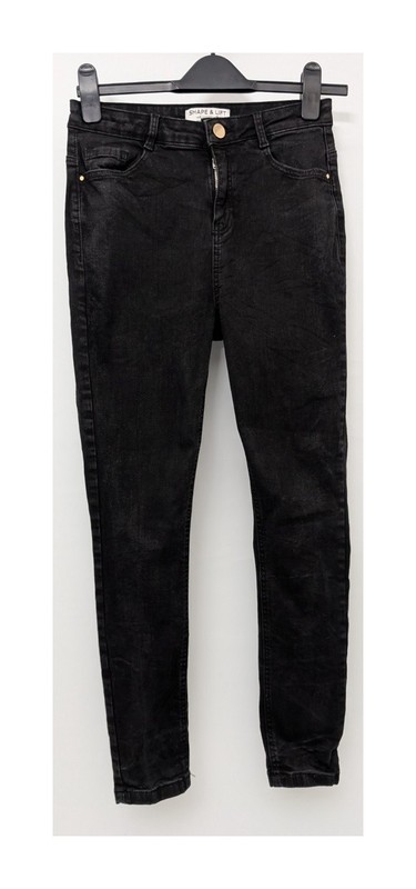 Dorothy Perkins Shape & Lift Black Skinny Jeans UK 12 Petite Mid Rise Stretch