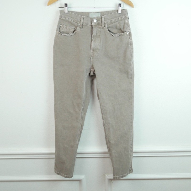 Everlane Original Cheeky Jean 27 Crop High Rise Taupe Organic Cotton Minimal