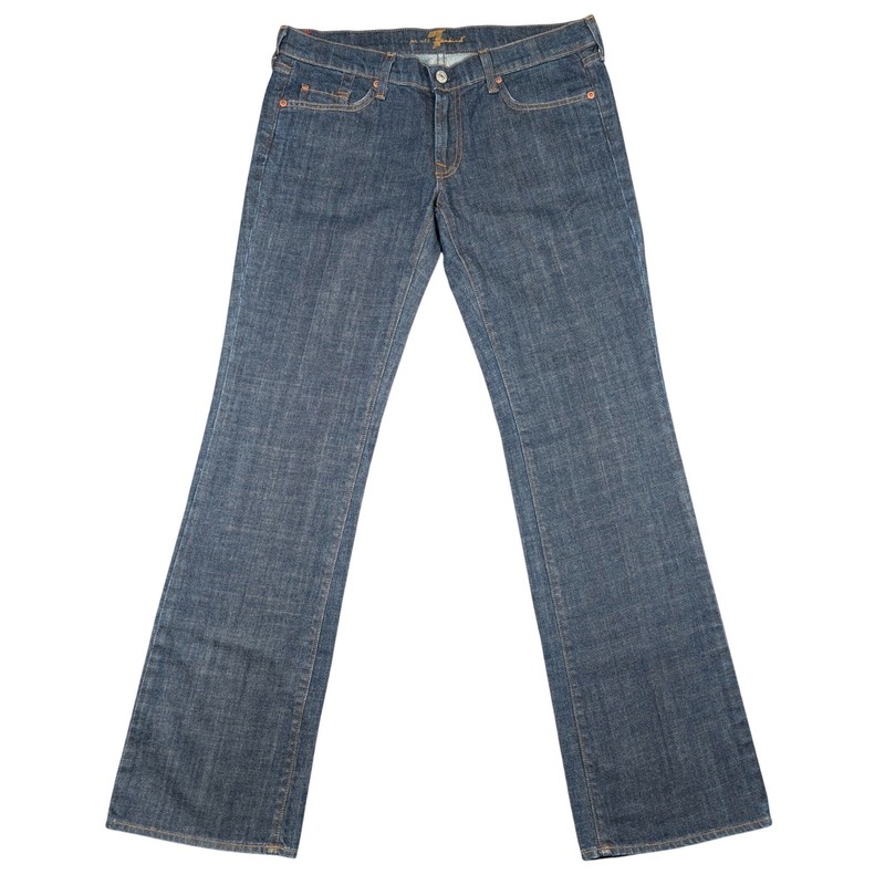 7 For All Mankind Bootcut Jeans Womens 32x34 Dark Wash Signature Squiggle USA