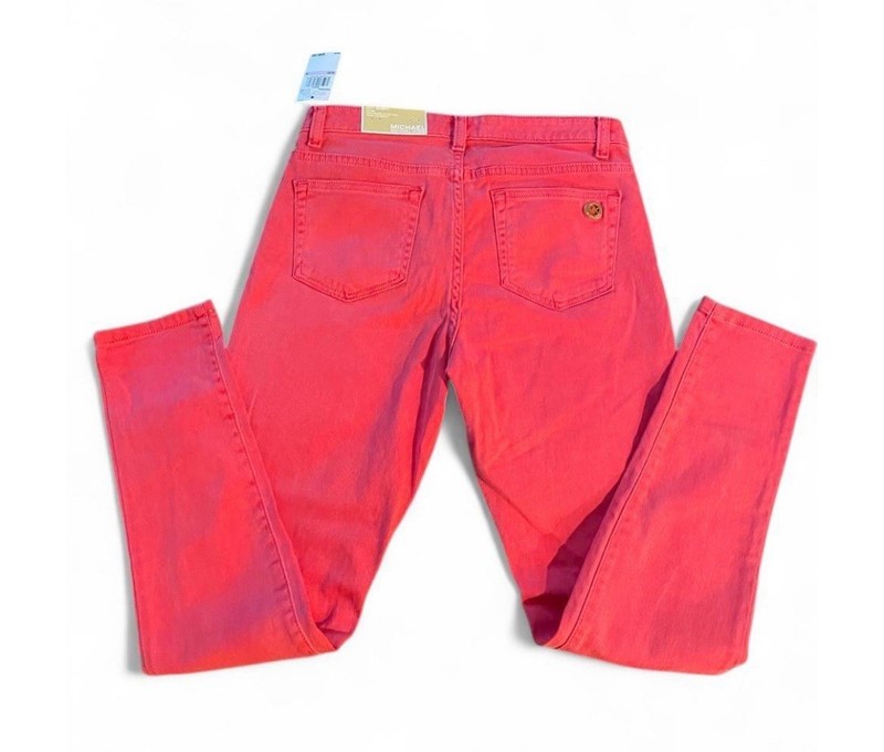 Michael Michael Kors Women’s Mid-Rise Skinny Sea Coral Denim Jeans, 5-Pocket gallery