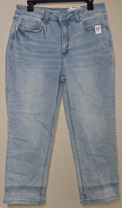 Time And Tru Light Wash Blue Denim Straight Crop Jean Pants Size 14 BRAND NEW