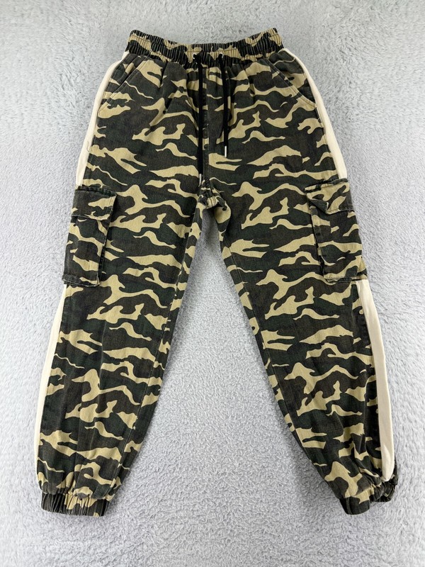 Cotton Candy Pants Womens Small Green Denim Jogger Camo Cotton Blend Cargo