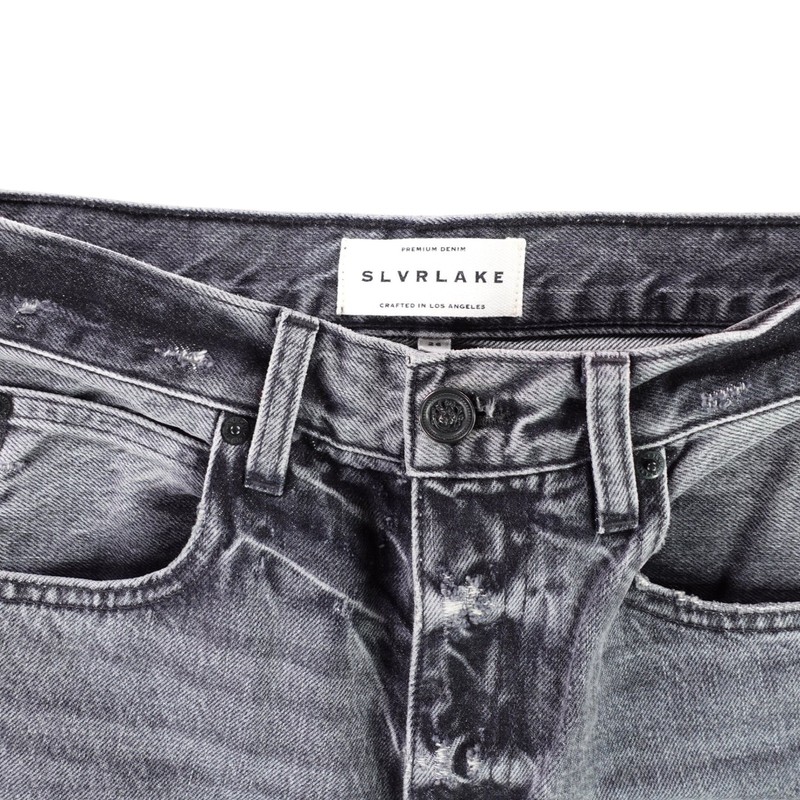 SLVRLAKE Brooklyn High Rise Straight Leg Jeans Black Coal 28×30 Made in USA