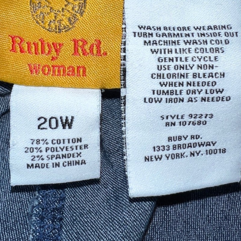 Ruby Rd Woman Blue Pull On Denim Jeans Plus Size 20W Medium Wash Stretch 92273 gallery
