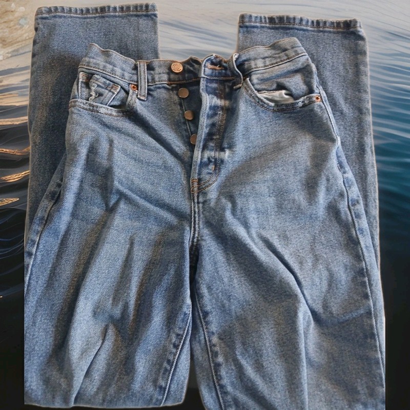 Willow + Root Jeans distressed Women’s 25 Blue High Rise Dad button fly