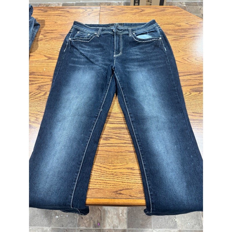 Cato Womens Dark Wash Bootcut Jeans Embellished Back Pockets Size 10