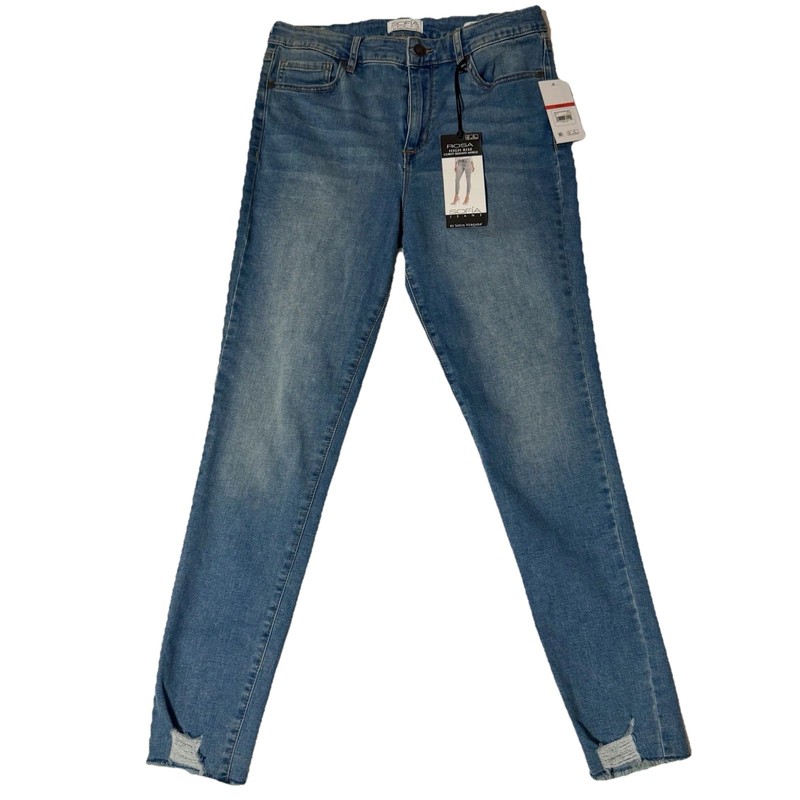 Sofia Blue Jeans Womens High Rise Rosa Curvy Skinny Ankle Jeans Sz 6 Raw Hem New