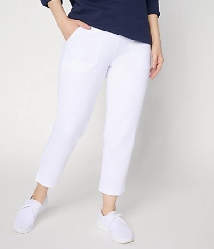 Denim & Co. Women’s Air Knit Cropped Jeans Cotton Blend White Sz M
