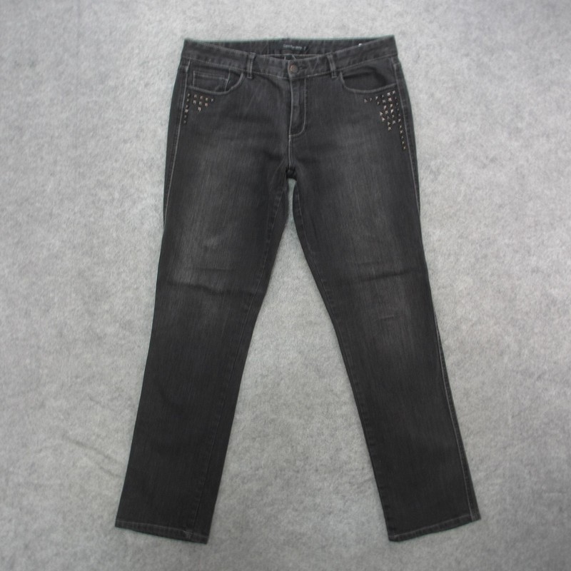 Calvin Klein Jeans Womens 32 Pencil Studded Stretch Denim Jeans Cotton Blend
