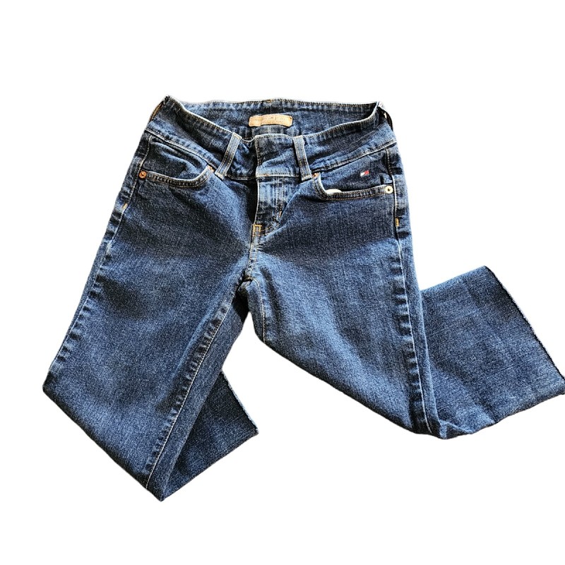 Tommy Jeans Women’s Junior’s Size 1 Blue Denim Capri Cropped Raw Hem Vintage