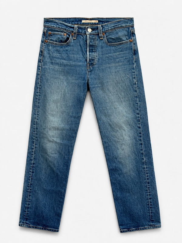 Levi’s Premium Wedgie Straight Big E Jeans Womens Size 28 Button Fly Medium Wash