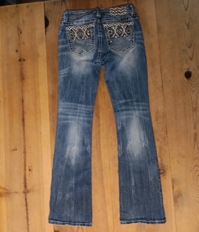 Miss Me Mid-Rise Boot Jeans Womens 28 Aztec Southwest 30×34 MP86588 MK 537