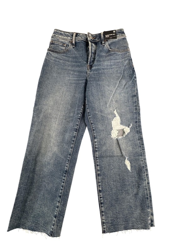 Express Womens Jeans Size 0 Short Blue High Rise Relaxed Straight Distressed 13