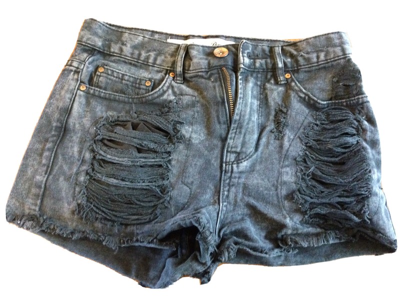Denim Co Black Distressed Denim Shorts U.K. 6