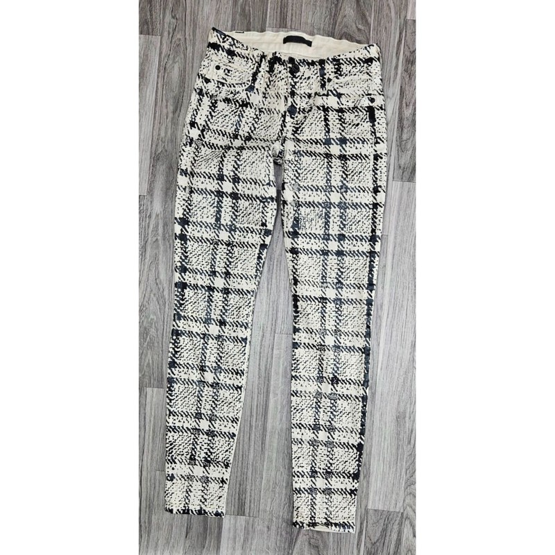 7 For All Mankind Womens Size 25 Geometric Pattern Tan Black Skinny Denim Jeans