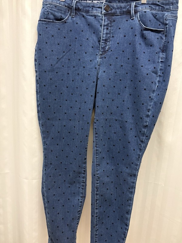 Talbots Flawless High Rise Stretch Polka Dot Jegging Jeans Blue 18W