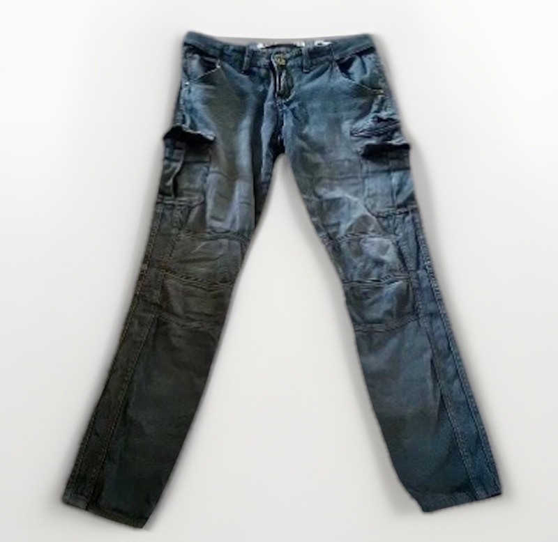 Vintage Y2K Yes Yes Grey Blue Skinny Stretch Combat Jeans 12 Rock Hipster Leg 31