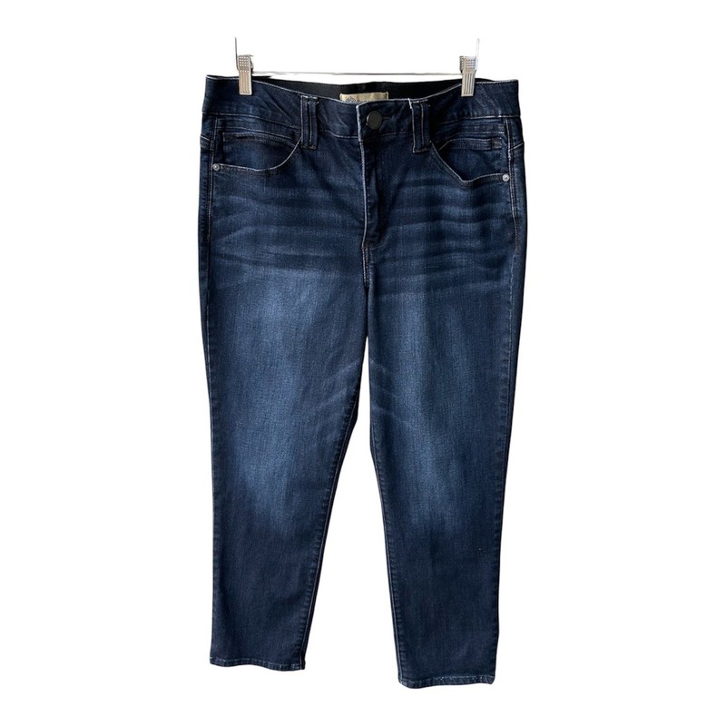 Democracy Pants Jeans Ab Solution Dark Blue Wash Denim Crop High Rise Size 14