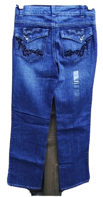 NINE WEST DARK BLUE GEM DENIM STRAIGHT MID-RISE COTTON SPANDEX JEANS 2 32.5 NEW