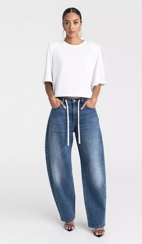 KBB by Kahlana The Lynnox Jean Mid Rise Barrel Wide Leg Dark Wash Jeans - Size 4 gallery