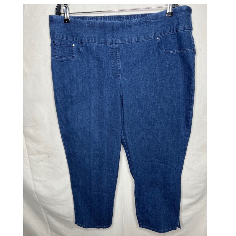 Ruby Rd Woman Blue Pull On Denim Jeans Plus Size 20W Medium Wash Stretch 92273 gallery