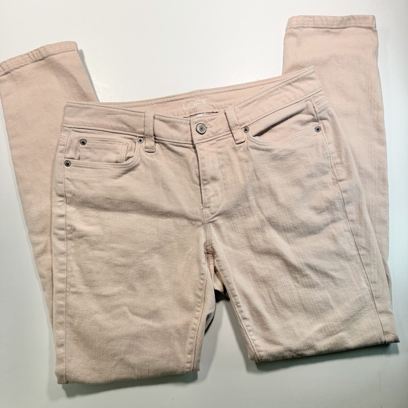 LOFT Pale Pink Curvy Skinny Jean 6 Mid Rise Cotton Spandex Classic