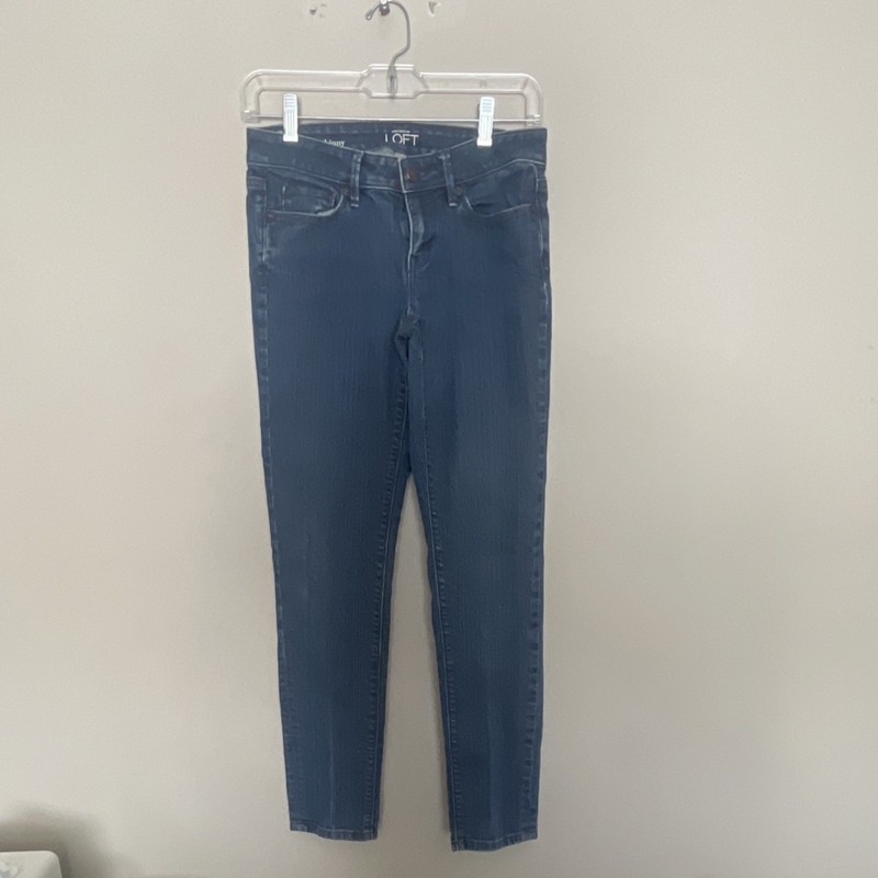 LOFT Women’s Dark Wash Blue Skinny Jeans Stretch Mid Rise 5-Pocket Button