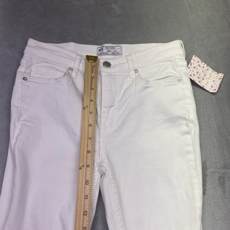 Free People White Distressed Skinny Jeans High Rise Blown Out Knee Sz 26 NWT gallery
