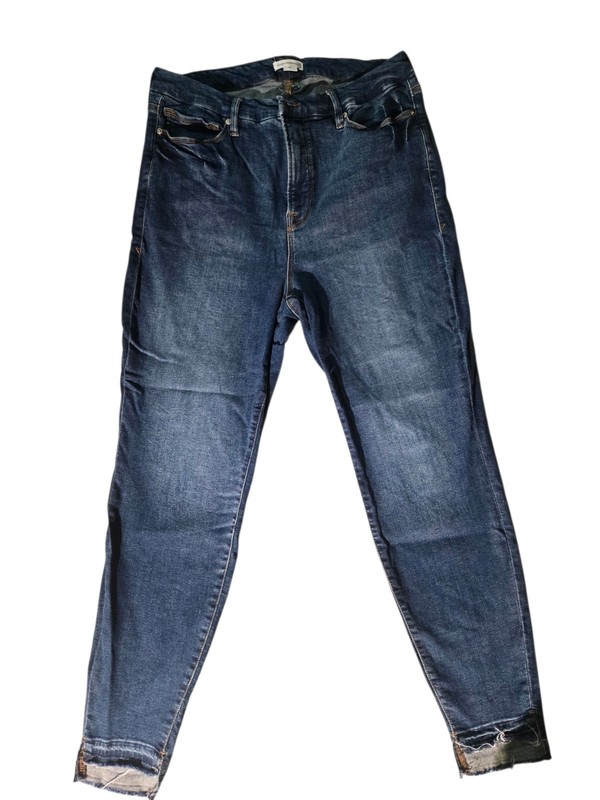 Good American Skinny Jeans Women’s Size 15 Blue High Rise Raw Hem Stretch