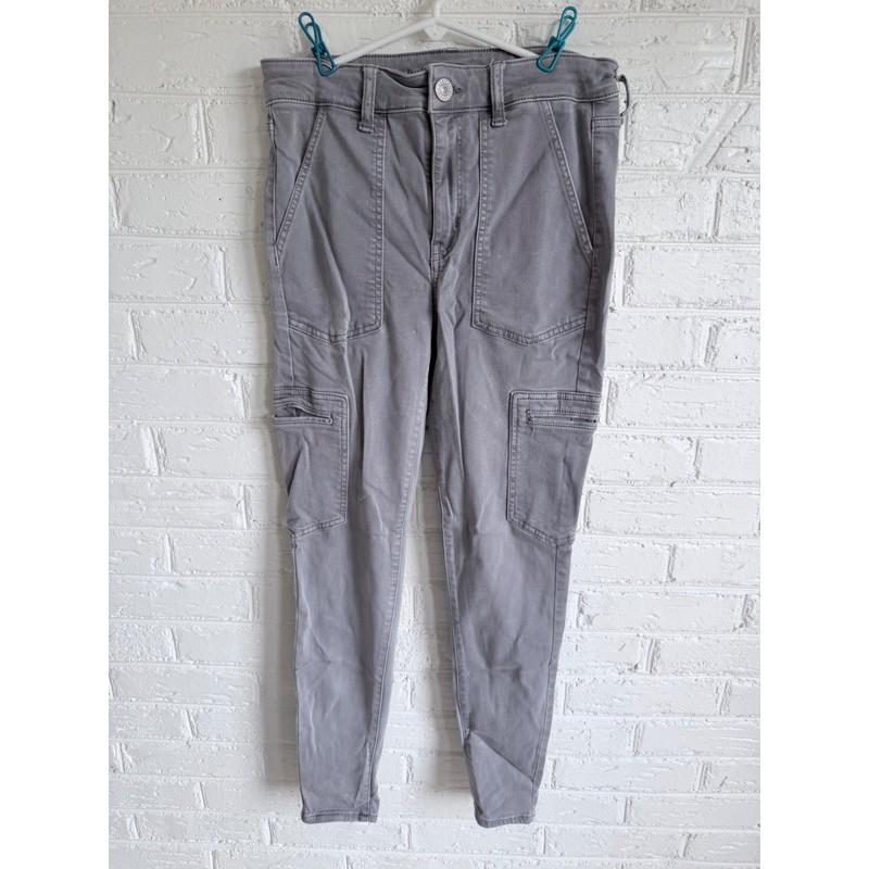 American Eagle Outfitters Hi Rise Jegging Cargo Pants Women Sz 6 Gray Stretch