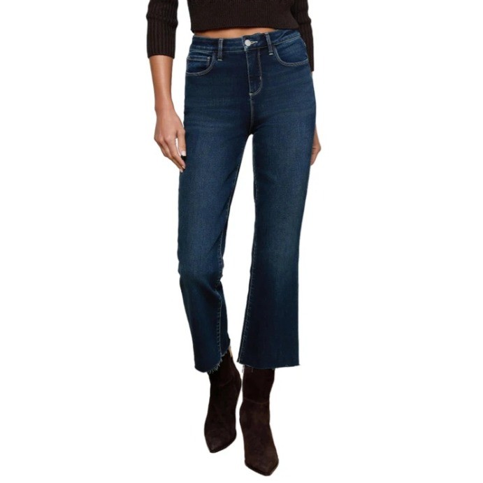 L’AGENCE Kendra High-Rise Cropped Flare Jean In Bolton Dark Wash Women Size 26
