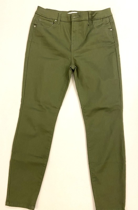Zenana Straight Leg Jeans Cotton Blend Stretch Green Size L NEW gallery