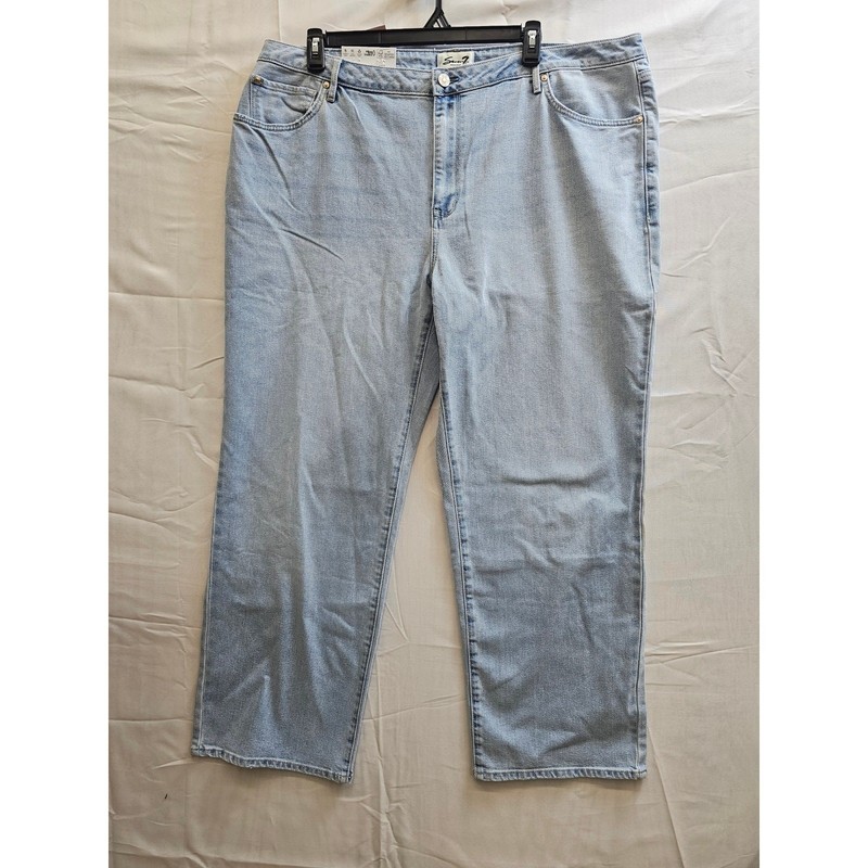 Seven7 Loose Straight Jeans High Rise Light Wash Key West SX10341DE Womens 22W