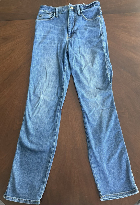 FRAME Jeans Women's Skinny Slim Fit Medium Wash Blue Denim 5-Pocket Button Zip