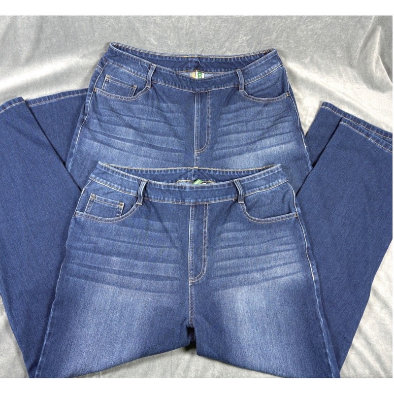 Halara Flex Womens XLp Blue High Waisted Pull On Straight Leg Jeans Lot of 2