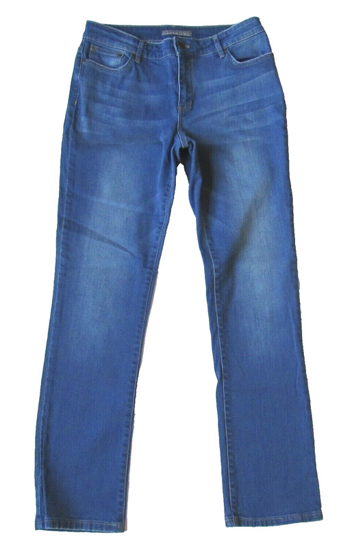 Garnet Hill Jeans Essential Straight Mid Rise Organic Cotton Denim Blue 28 X 30