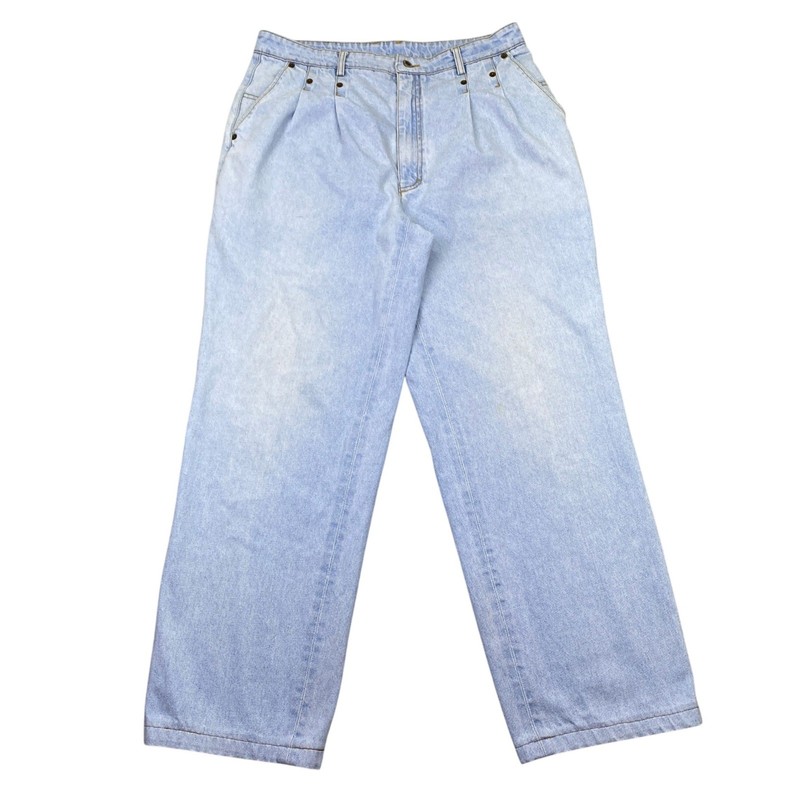 VTG Sergio Valente Mom Jeans Light Wash Pleated Front Women Relaxed Fit Sz 32″