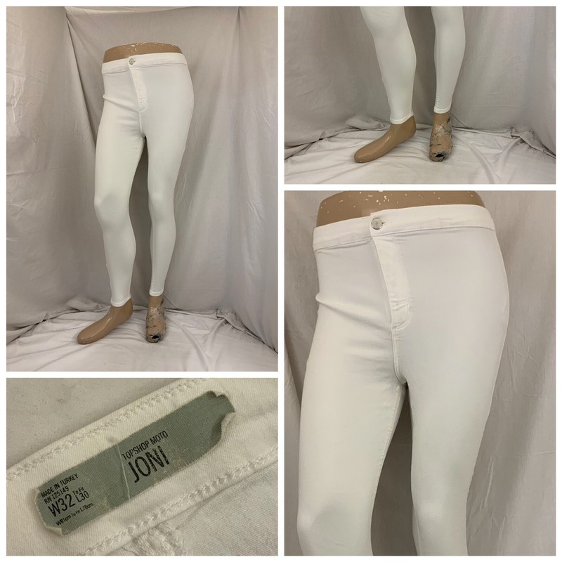 Topshop Jeans 32 In White Cotton Poly Made In Turkey Slim Fit YGI V1-135