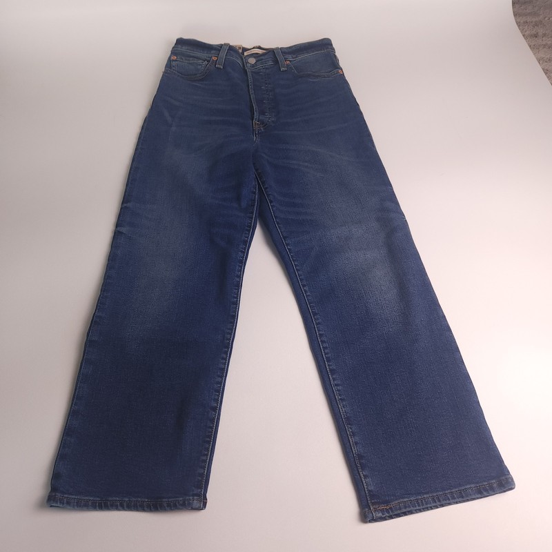 Levi’s Ribcage Straight Ankle Jeans Women’s 29X27 Dark Wash High Rise