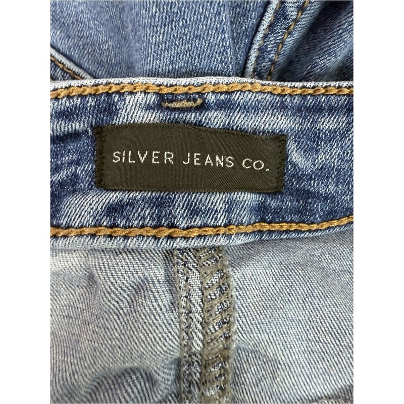 Silver Jeans Distressed boyfriend Medium Blue Denim Jeans gallery