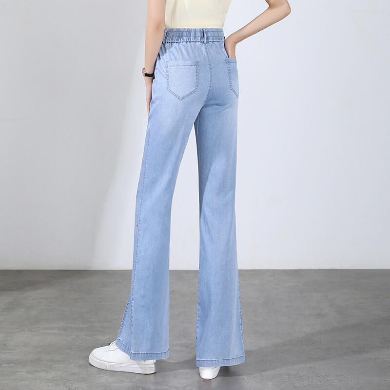Women Bootcut Jeans Denim Pants Trousers Star Embroidery Slit Breathable gallery