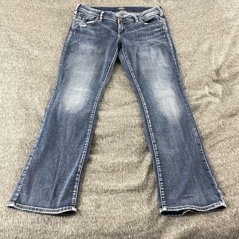 Silver Jeans Berkley Slim Boot Mid Rise Blue Womens Size 32X34 Buckle Stretch