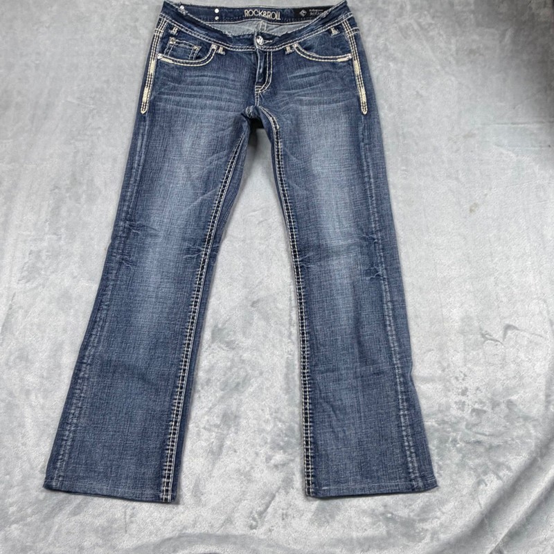 VTG Rock and Roll Cowgirl Riding Jeans 30×36 Measure 34×30 Medium Wash Bootcut