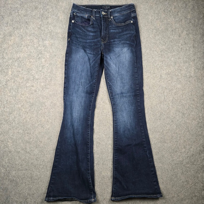 Lucky Brand Stevie Flare Jean Womens 4 27 Dark Blue High Rise Stretch Denim Boho