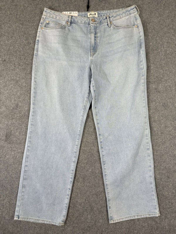 Seven7 High Rise Loose Straight Leg Jeans Womens 16 Key West Blue Stretch NWT