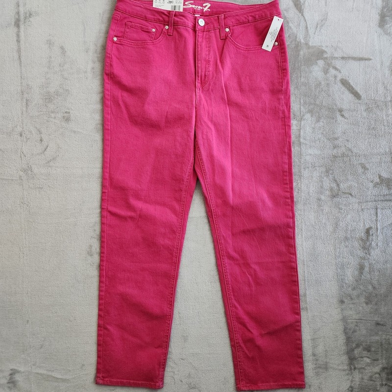 Seven 7 Jeans Women’s 12 High Rise Slim Straight Fitted Hips Pink Barbiecore