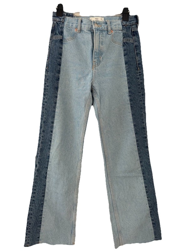 Mango Two Tone Jeans Size 36 High Waist Wide Leg Raw Hem gallery